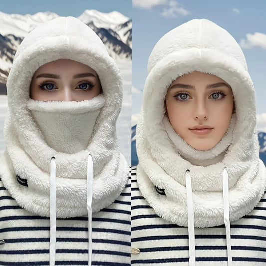 Winter Face Cover Hat with Fleece Sherpa Lining