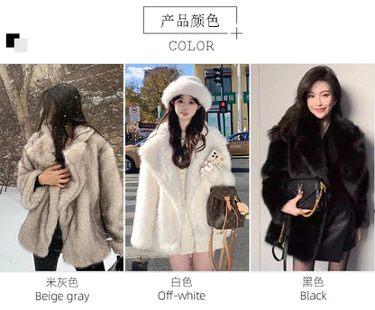 Luxury Fluffy Faux Fox Fur Jacket – Casual & Cozy