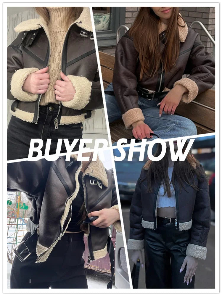 Thick Warm Moto Jacket – Faux Fur & Leather Streetwear