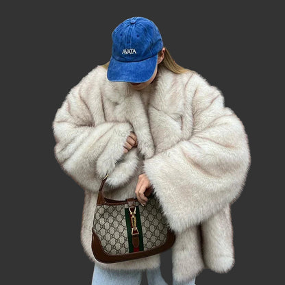 Cozy Glam: Oversized Gradient Fur Jacket