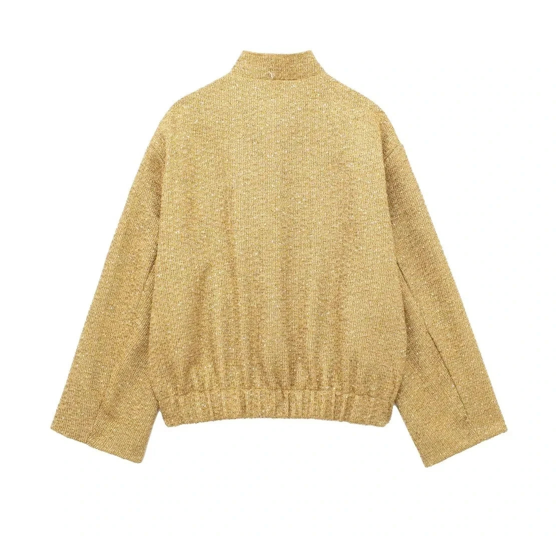 Golden Glam: Y2K Sequin Jacket for Autumn & Winter
