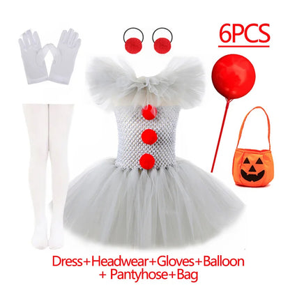 Kids Halloween 2025 Gray Joker Cosplay Outfit