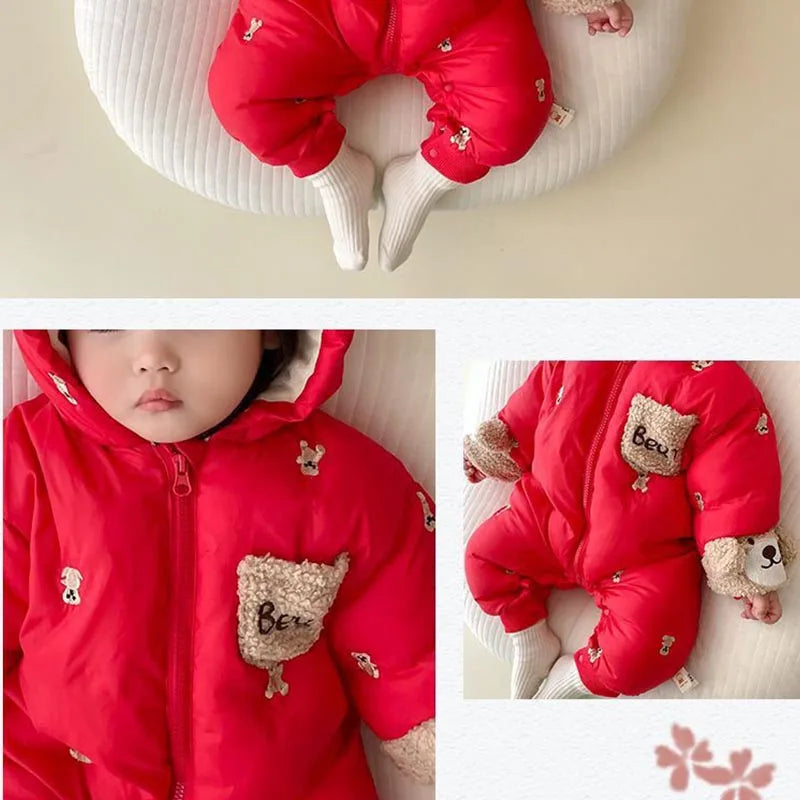 Infant Hooded Romper – Soft Cotton & Fleece