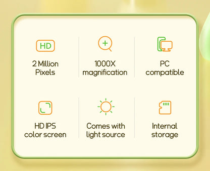 Kids Science Microscope 1000X – 200 Megapixel Digital Magnifier with LED