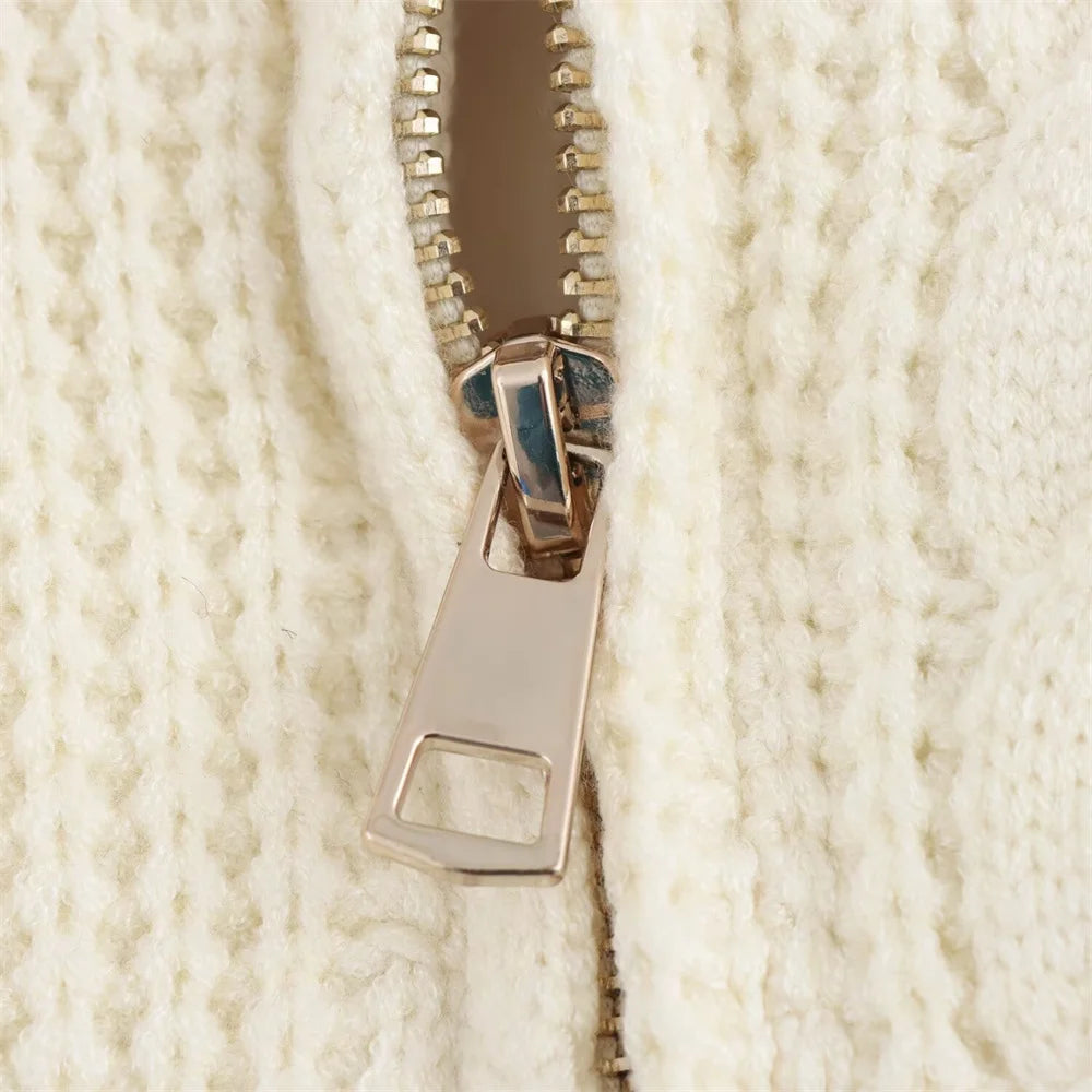 Cozy High Collar Knitted Cotton Jacket