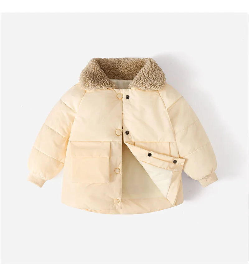 Boys & Girls Lapel Jacket – Cozy Lamb Fleece Kids’ Coat