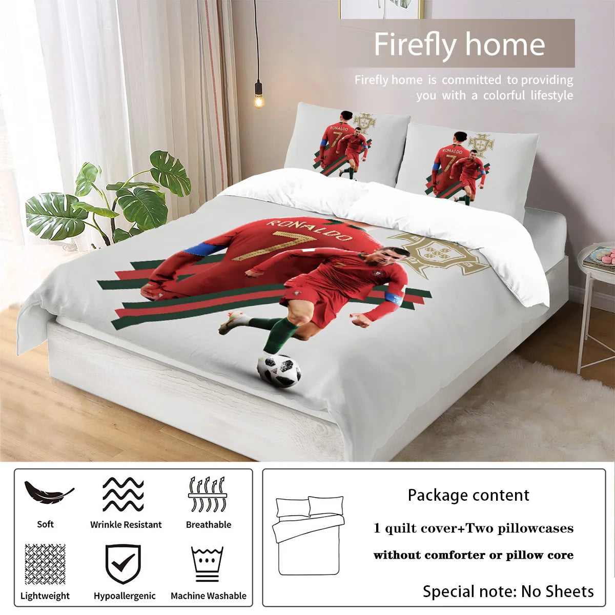 Soccer Star Bedding Set: Stylish Duvet & Pillowcases for Bedroom