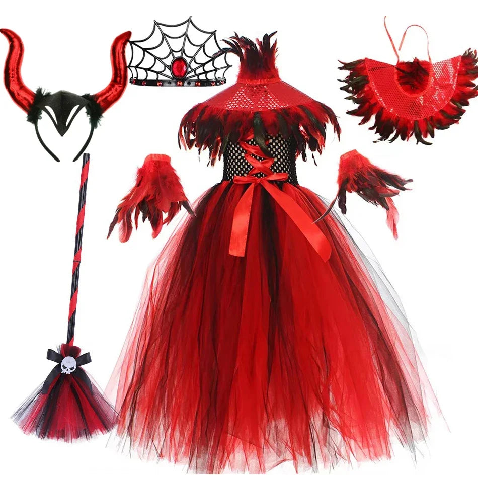 Halloween Gothic Mesh Dress – Kids Vampire Cosplay