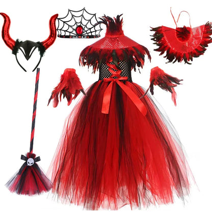 Halloween Gothic Mesh Dress – Kids Vampire Cosplay