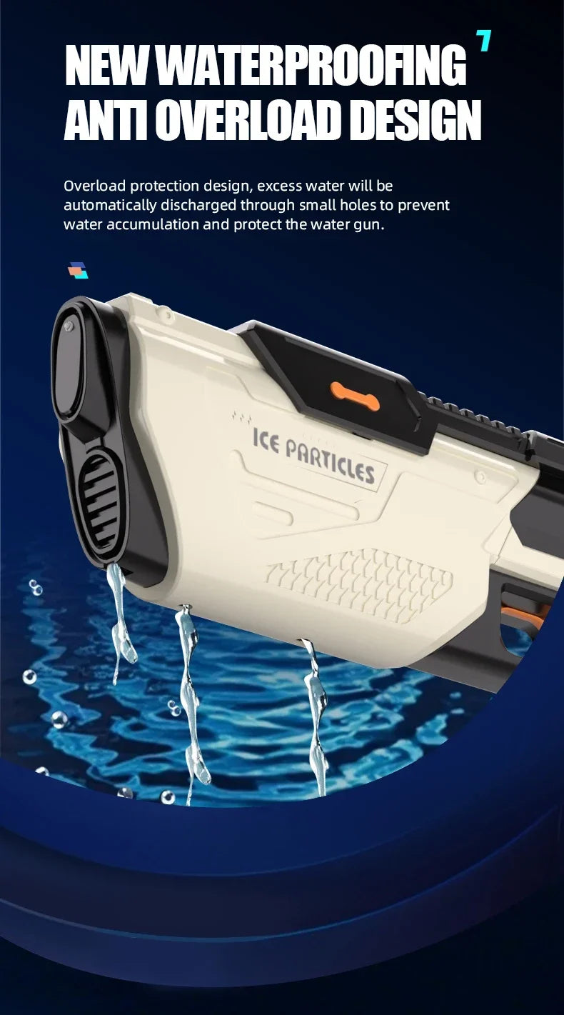 Full electric automatic water gun toy by Ultra Shoppings, portable summer outdoor water fight toy for kids and boys at the beach.