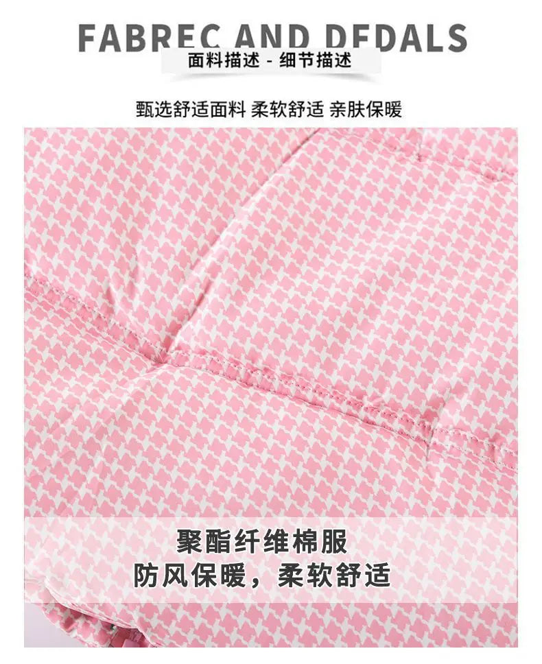 Warm Grid Design Jacket for Girls – Bonus Bear Toy 2025