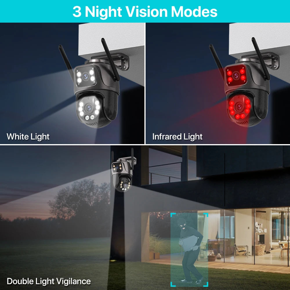 4K 8MP Dual-Lens PTZ WiFi Camera | AI Tracking Outdoor CCTV