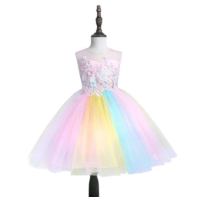 Elegant Mesh Skirt Dress for Girls – Wedding & Party