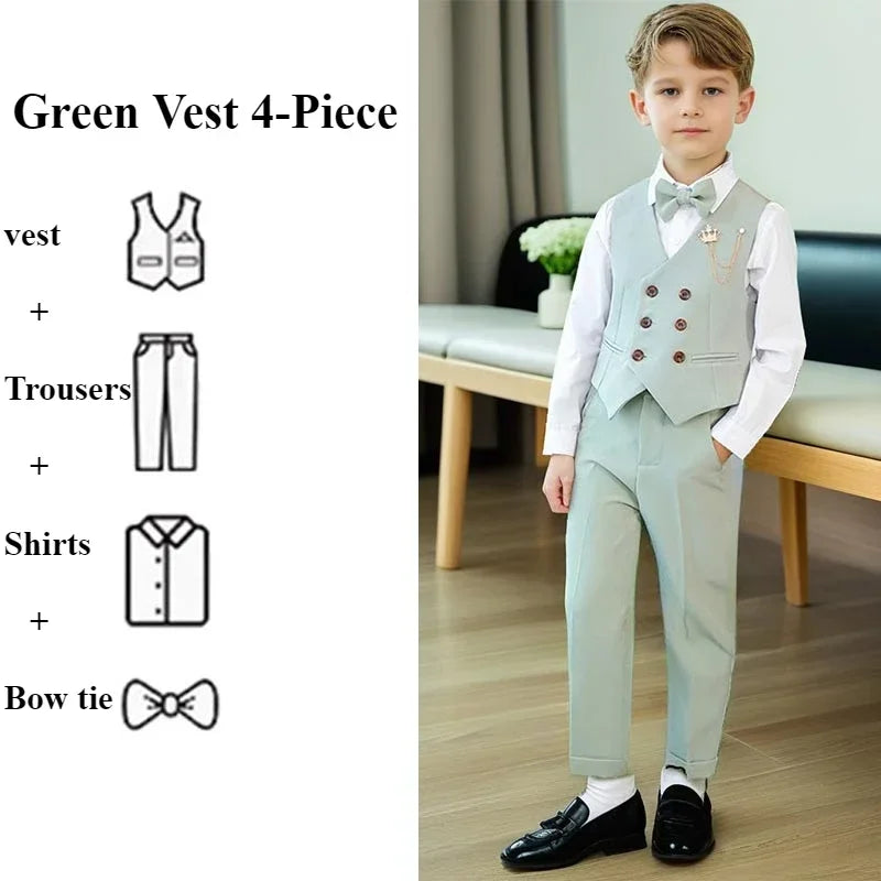 Children’s White Formal Outfit – Host & Evening Performance Suit