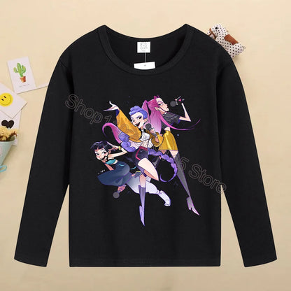 Kpop Demon Hunters Kids T-Shirt – Kawaii Cartoon Long Sleeve Top