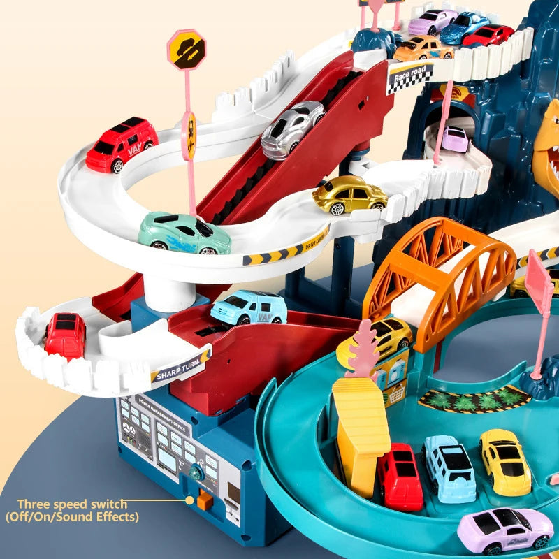 Lion-Themed Car Track Set – Educational Racing Fun for Kids!