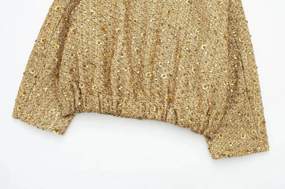 Golden Glam: Y2K Sequin Jacket for Autumn & Winter