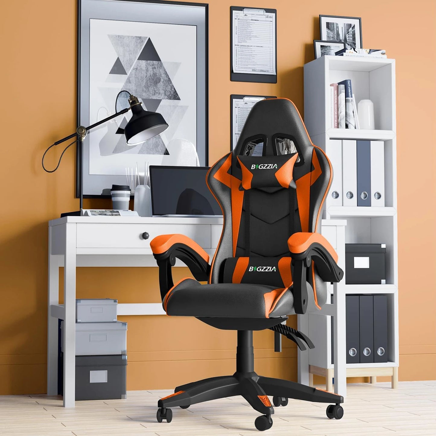 Ergonomic Gaming & Office Chair: PU Leather with Headrest & Lumbar Support