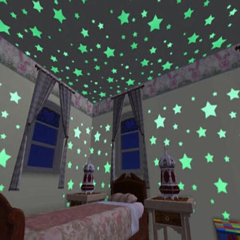 Glow-in-the-Dark PVC Star Stickers: Magical Wall Art for Kids' Rooms