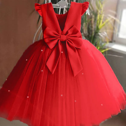 Kids Flower Girl Dress – Elegant Bow Tulle Party Wear