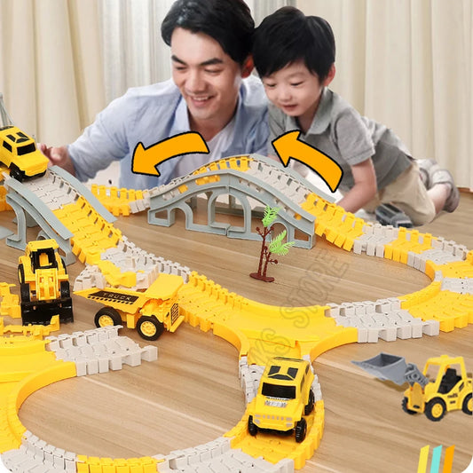 DIY Magic Race Track Set – Flexible Curved Railroad with Colorful Cars for Kids!