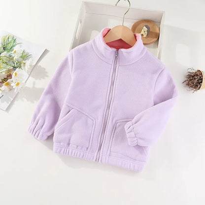 Children’s Thick Fleece Jacket – Zippered Casual Coat