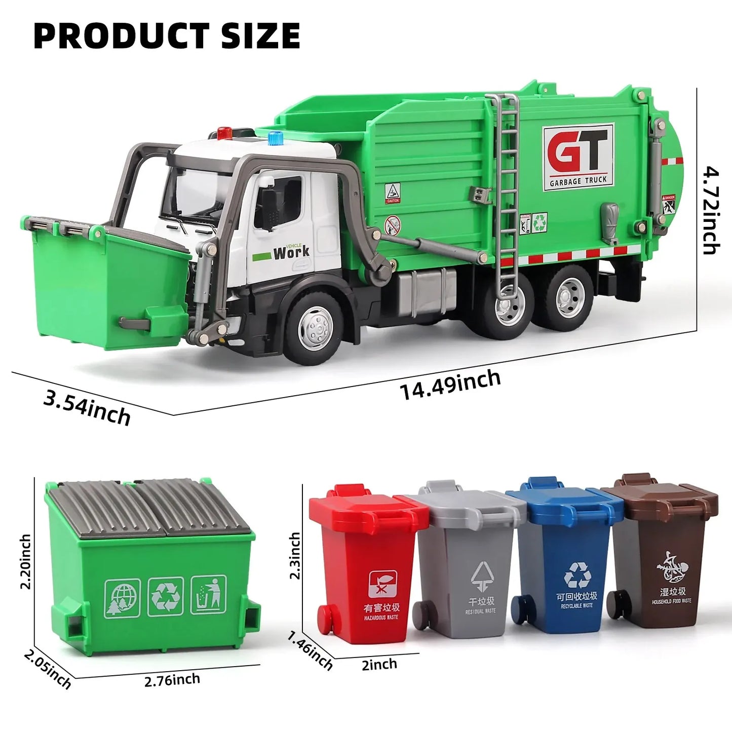 Garbage Truck Toy – Metal Diecast with Lights & Sounds for Boys!