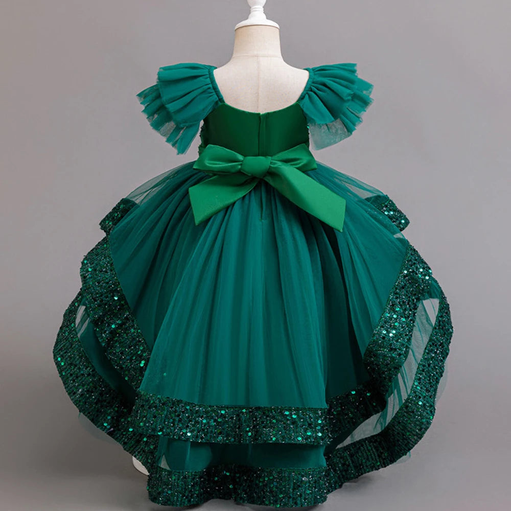 Girls’ Green Sequined Party Dress – 3 to 10 Years