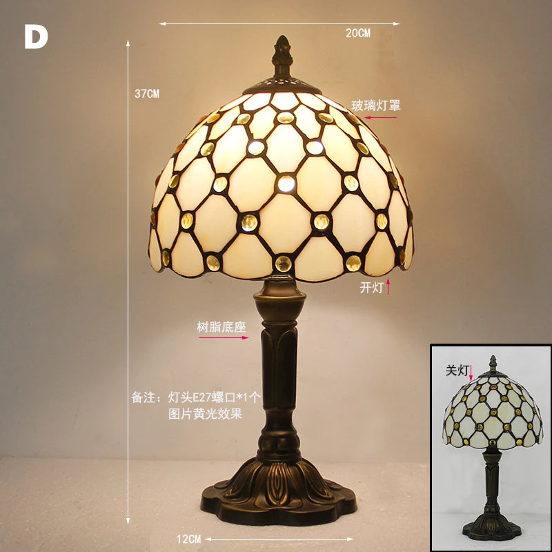 Table Lamp: E27 Stained Glass, Baroque Mediterranean Style for Bedroom & Nightstand