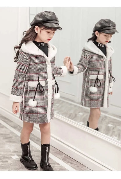 Autumn/Winter Girls’ Jacket – Stylish Hairy Long Coat