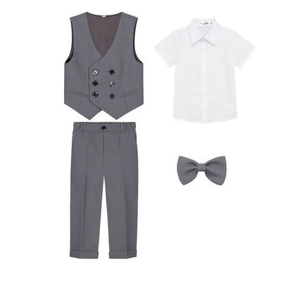 Teenagers’ Formal Tuxedo – Beige Waistcoat Set for Weddings & Parties