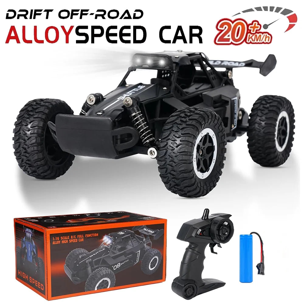 1:16 2WD High-Speed RC Off-Road Car – LED Light Climbing Truck for Kids!