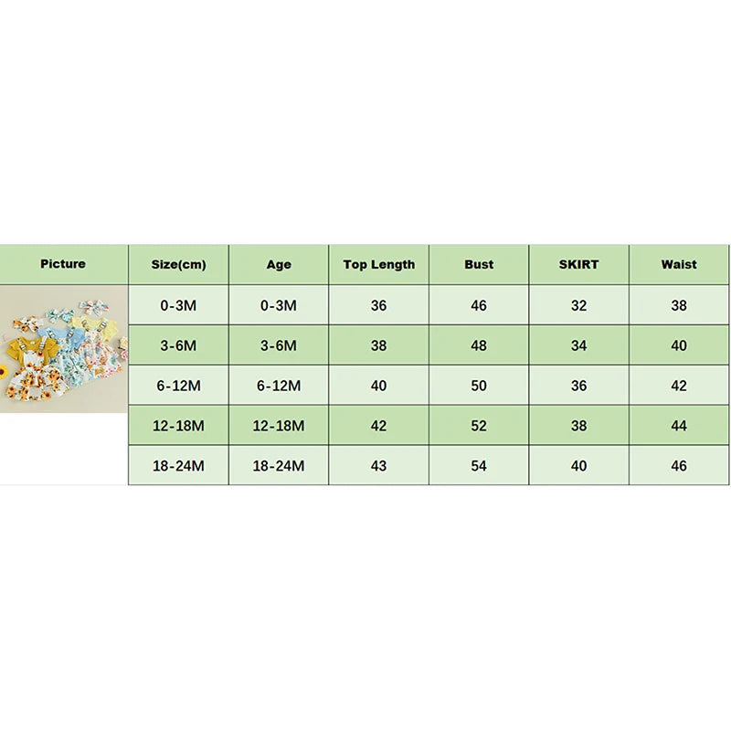 Sweet Baby Girl Summer Clothing Set 3Pcs