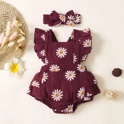Cute Sunflower Baby Romper for Summer