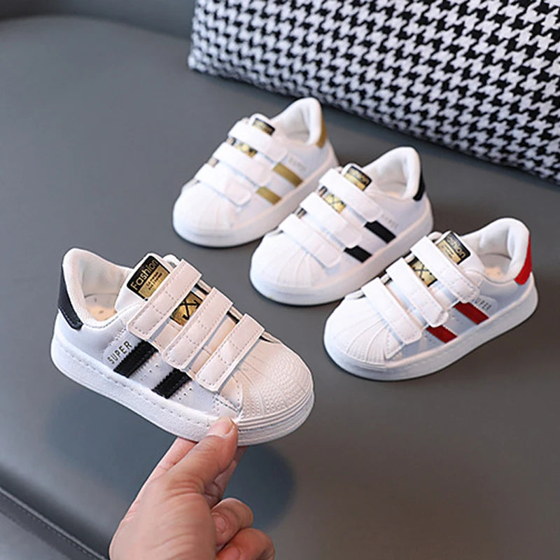 Kids' Fashion White Sneakers – Breathable & Non-Slip Comfort