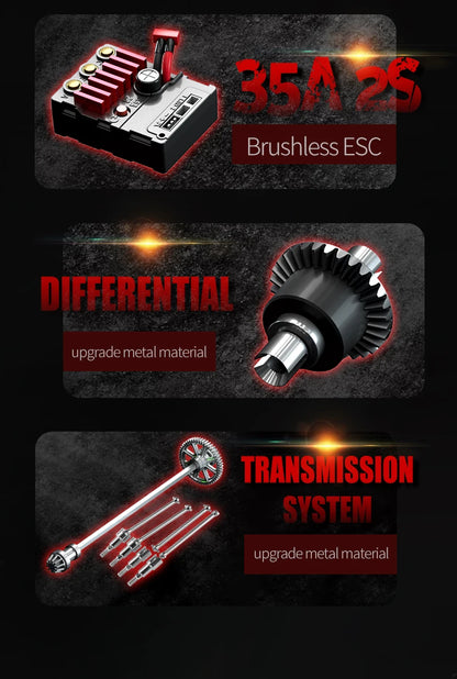 1:16 RC Off-Road Car – High-Speed 4WD Monster Truck with LED Lights