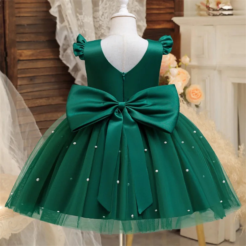 Kids Flower Girl Dress – Elegant Bow Tulle Party Wear