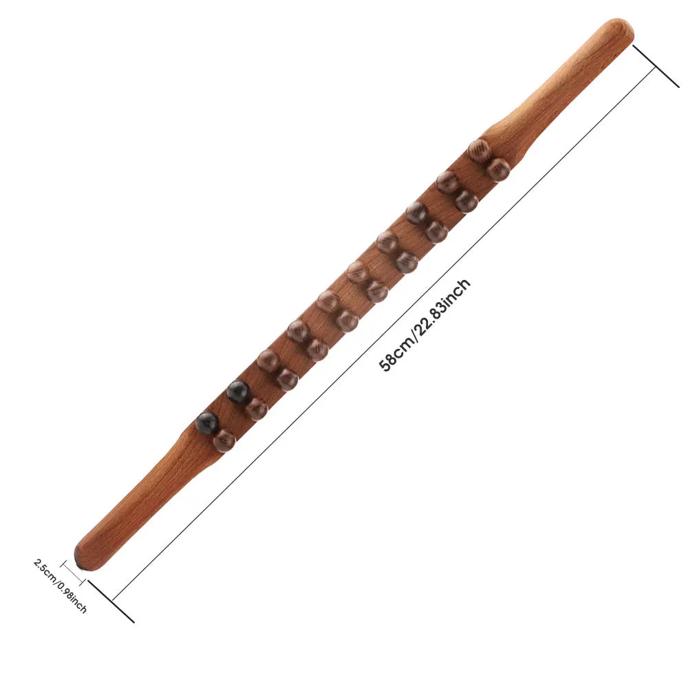 20-Bead Beech Wood Back Massage Tool