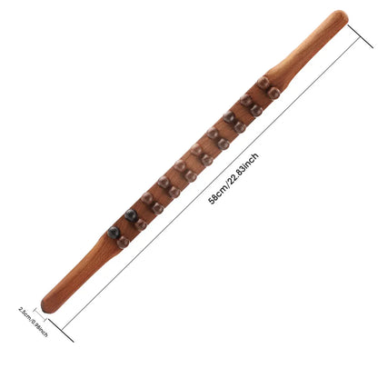 20-Bead Beech Wood Back Massage Tool