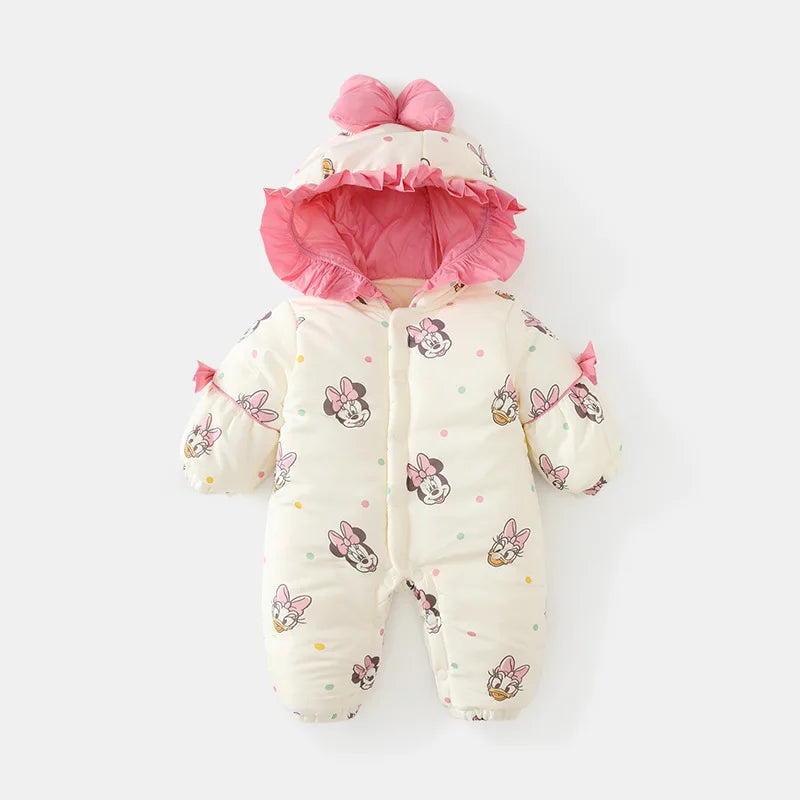 Winter Cotton Jumpsuit – Minnie Magic (0–1Y)