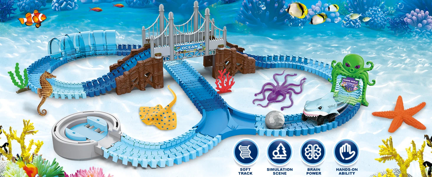 Kids’ Shark Race Car Track – Educational STEM Toy for Ages 3+