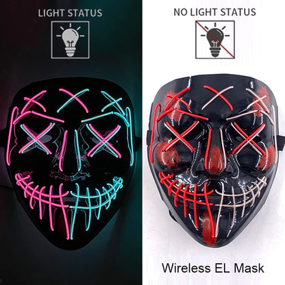 Wireless Neon LED Purge Mask – Glowing Halloween Party Mask