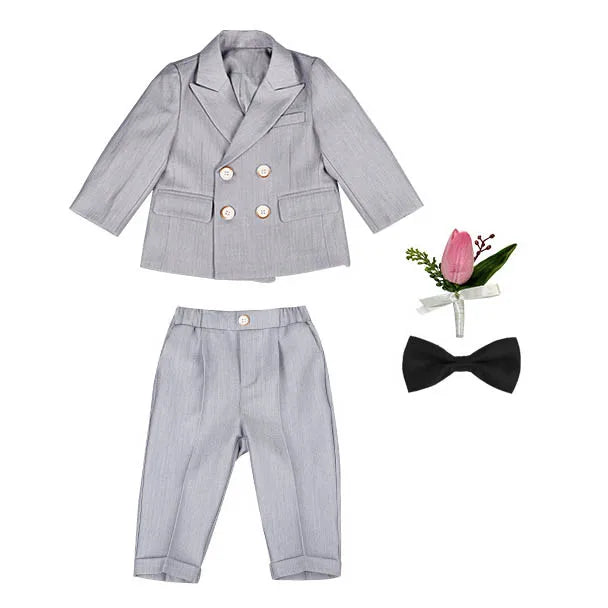 Boys’ Wedding Tuxedo Set – Formal Blazer, Pants & Bowtie Outfit
