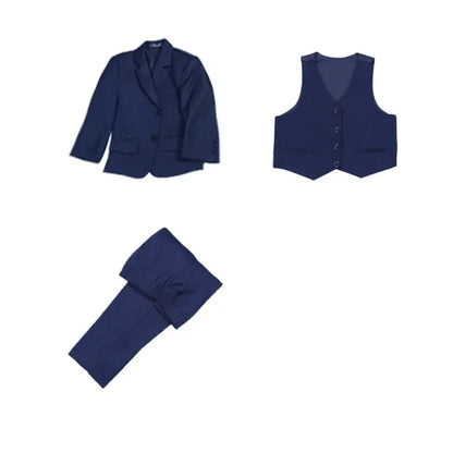 Boys’ Blue 3-Piece Formal Suit – Blazer, Vest & Pants for Weddings & Parties