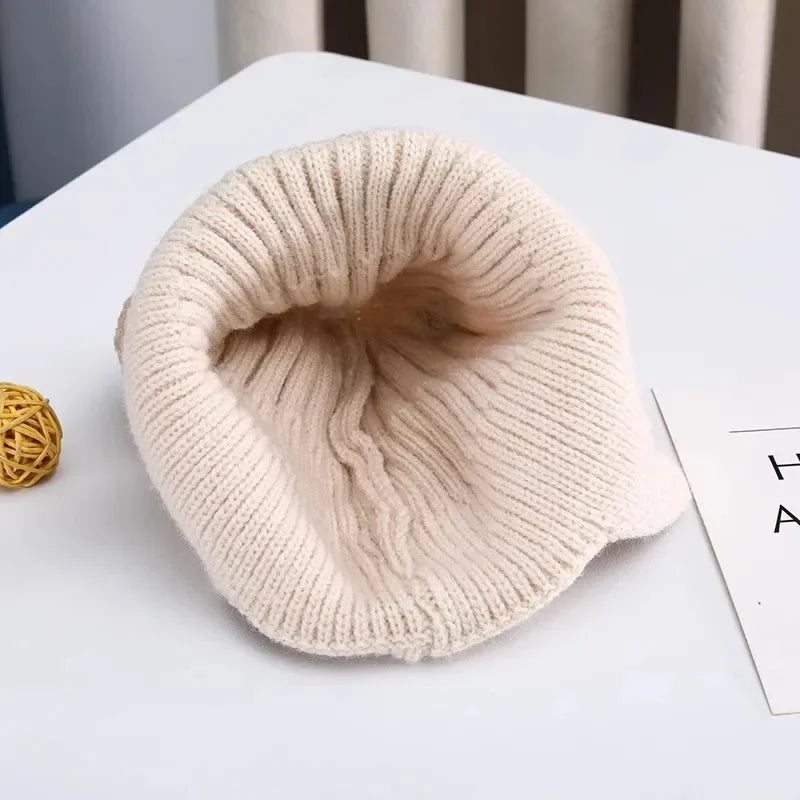 Baby Wool Hat – Cute Bear Ear Winter Knitted Cap