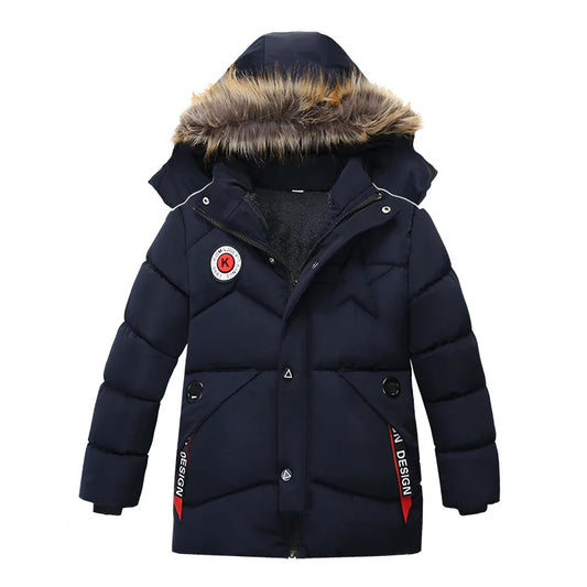 Boys' Winter Coat with Fur Hood – Warm, Plush-Lined Jacket (2–8 Years)