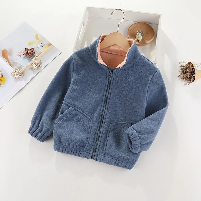 Children’s Thick Fleece Jacket – Zippered Casual Coat