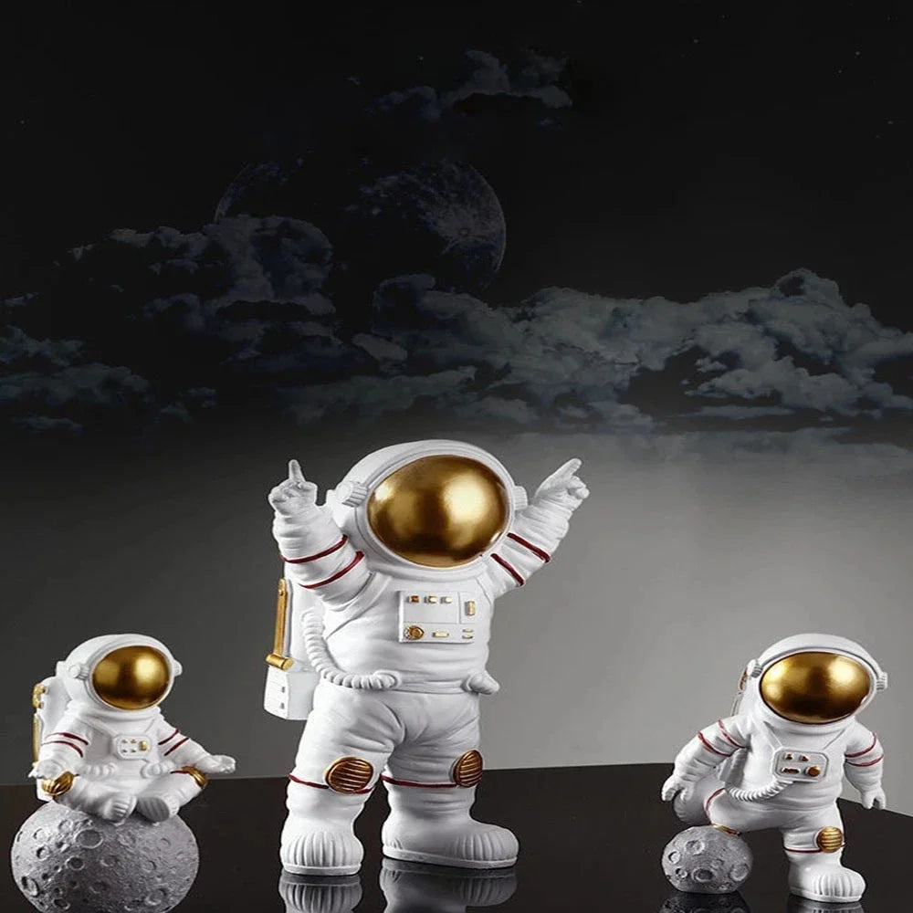 Cosmic Adventures: 4-Piece Astronaut Figurine Set for Kids & Home Decor