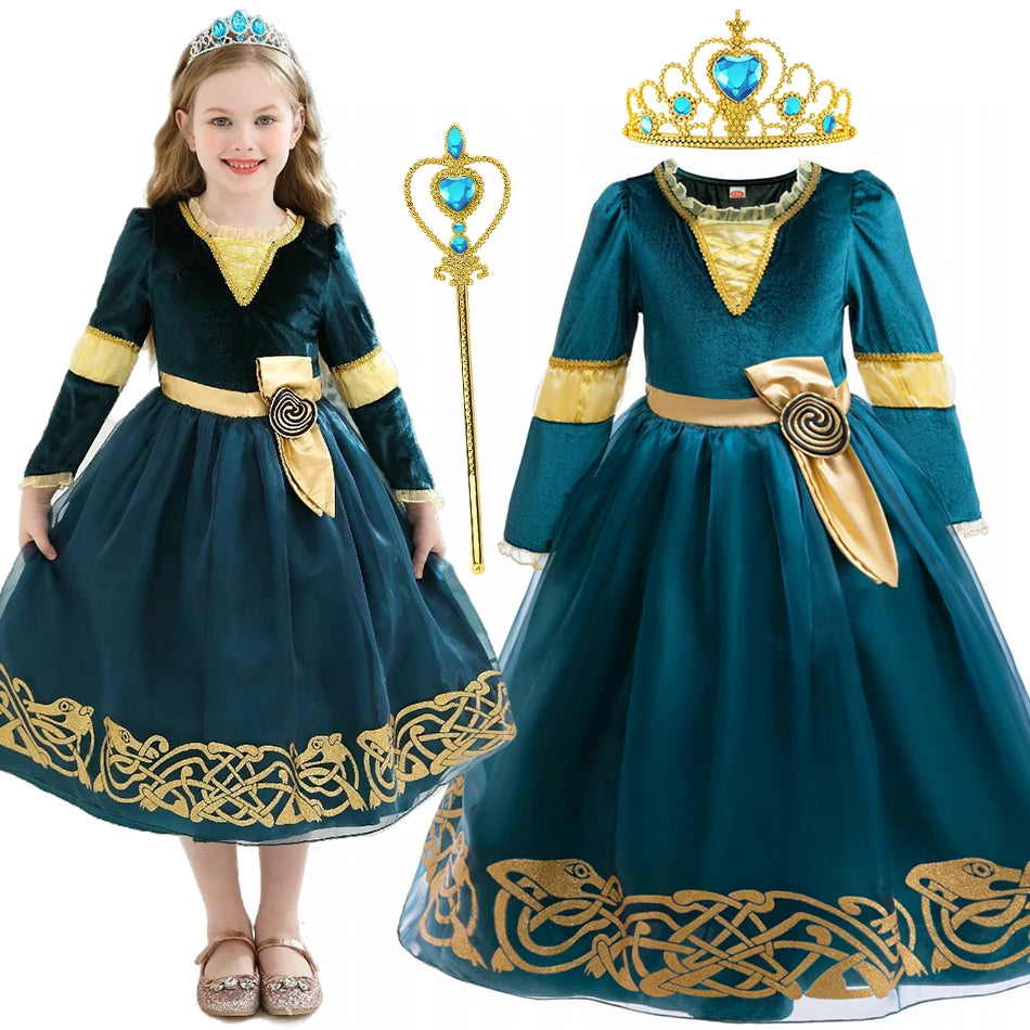 Girls’ Princess Cosplay Dress – Long Sleeve Halloween & Stage Outfit