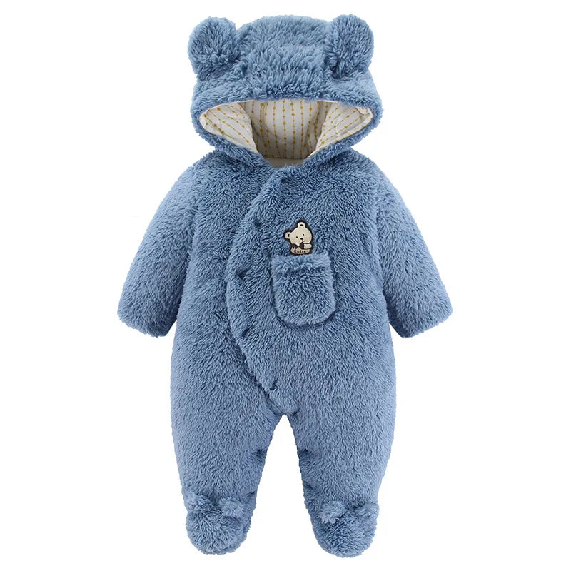 Hooded Bear Jumpsuit for Babies – Soft & Cozy